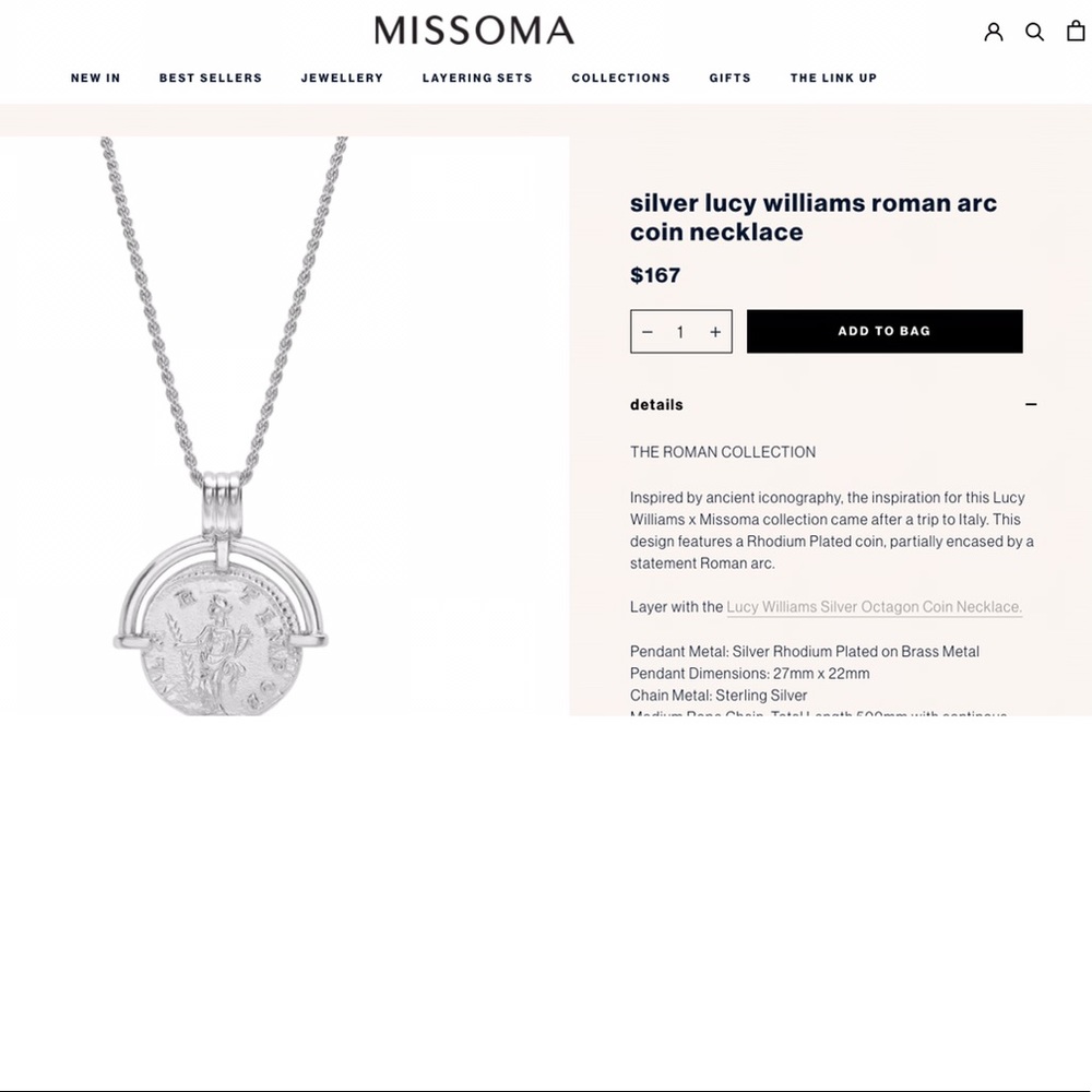 Missoma x Lucy Williams Roman Arc Medallion
